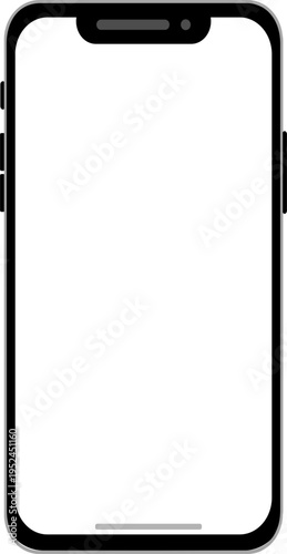 Realistic Smartphone Screen Mockup Template with Blank White Space