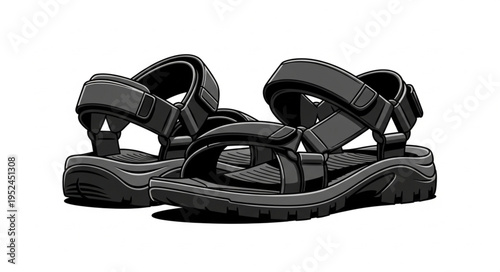 Pair of black Teva sandals with adjustable straps for outdoor adventures.