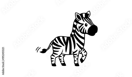 Cartoon zebra side view vector illustration cute striped animal character isolated on white