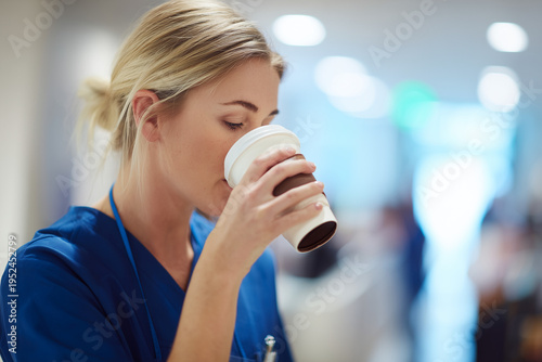 tired nurse night shift coffee break