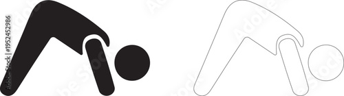 Downward-facing dog pose. Vector icon of a person doing yoga.