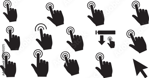 Hand icons for clicking and scrolling on digital devices