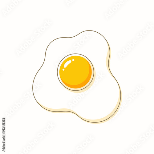 Simple Fried Egg Illustration Isolated on White Background