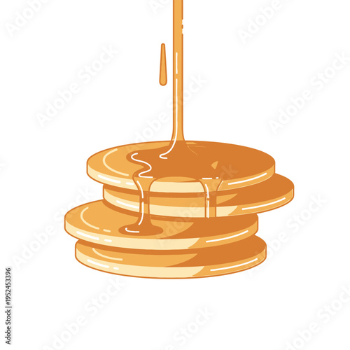 Stack of Pancakes Drizzled with Golden Syrup