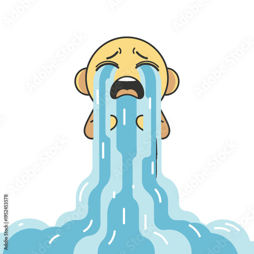 Sad Baby Crying Tears Flowing Out