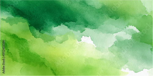 Abstract watercolor painting featuring a mesmerizing blend of green hues, evoking a sense of tranquility and natural beauty.
