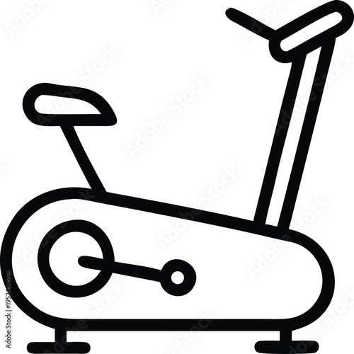 Stationary exercise bike line art icon vector graphic