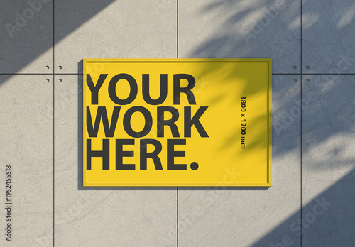 Horizontal Billboard Poster Mockup on the concrete wall