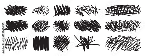 Dense rapid scrawl strokes across paper, frenetic energy with layered overlaps, jagged marks and ink bursts, conveys urgency and creative brainstorming, suitable for dynamic posters and concept