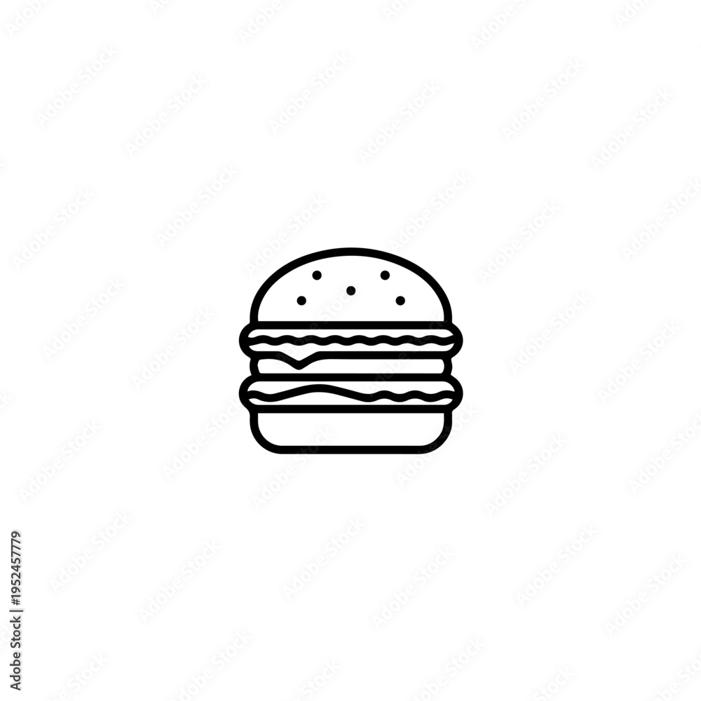 Fototapeta premium Minimal Burger Fast Food Icon Vector