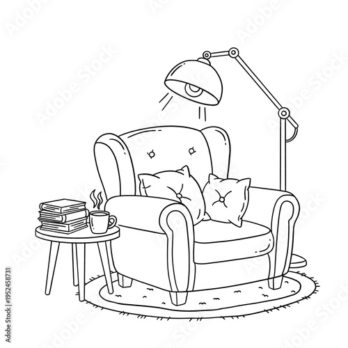 Vector illustration of a man and girl sitting on comfortable leather armchairs in a luxury home interior reading books