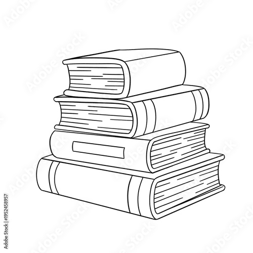 A tall stack of old hardcover books and textbooks forms a pile isolated on a white background, symbolizing education, wisdom, and the power of reading in a school library