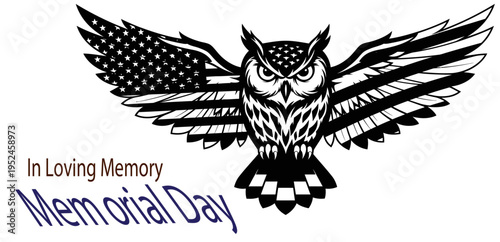 Memorial day tribute with patriotic owl