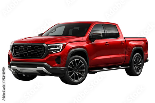 Red Pickup Truck Isolated on White Background – Modern Utility Vehicle Side View