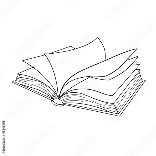 An open book with white pages isolated on a clean background represents education, literature, and the pursuit of knowledge through reading a textbook for school study