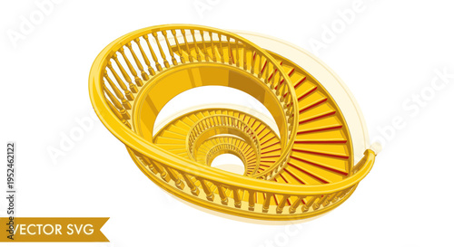 Golden Spiral Staircase Infinite Loop Illusion