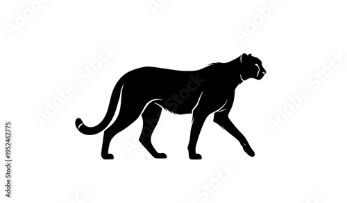 Cheetah silhouette vector illustration fast wild animal isolated on white background