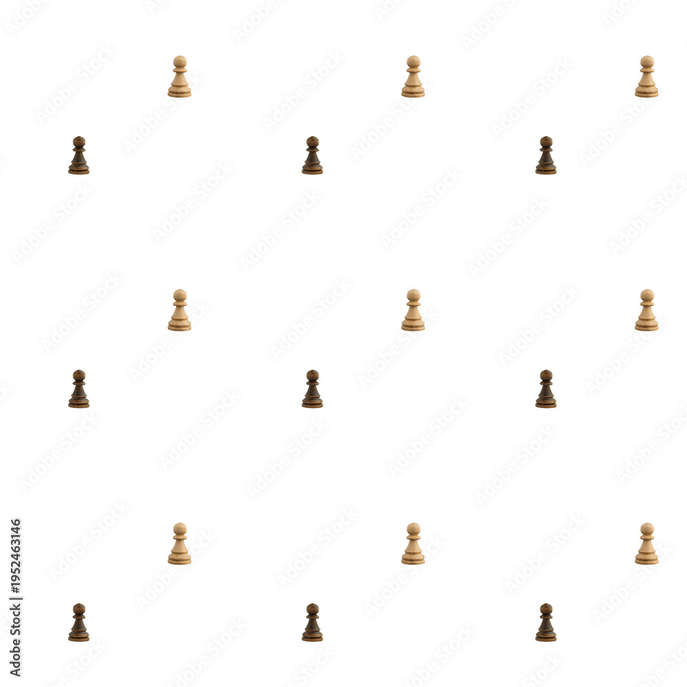 Fototapeta premium Pawns chess pieces repeating pattern for strategy and competition concept on white background