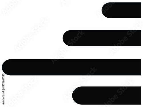 A set of four horizontal black bars of varying lengths on a white background