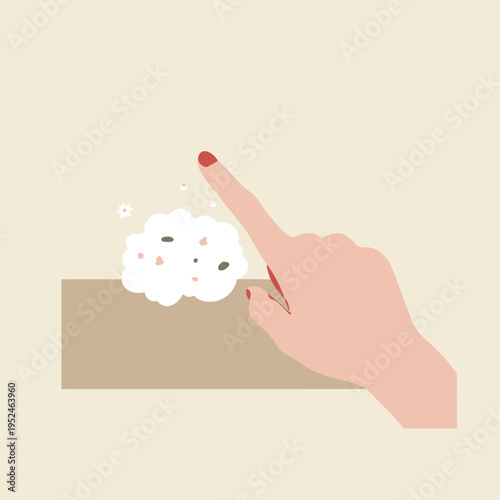 A Finger Gently Pressing a Soft, Puffy Digital UI Button