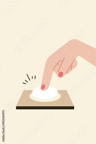 A Finger Gently Pressing a Soft, Puffy Digital UI Button