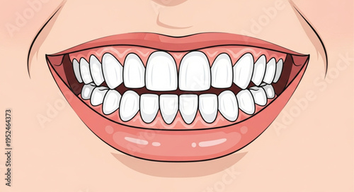 Illustration of a mouth with healthy teeth and gums.