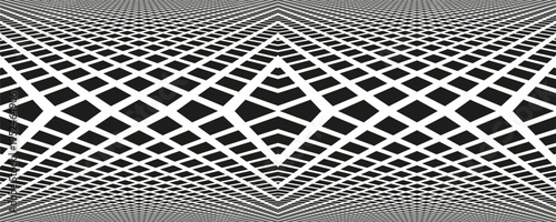 Abstract Seamless Op Art Geometric Black and White Convex Pattern.
