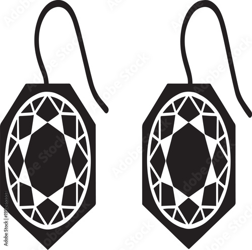 Hexagonal Brilliant Cut Diamond Stud Earring Silhouettes