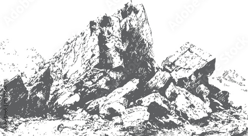 rock pile with large irregular boulders and rugged stones in natural outdoor setting