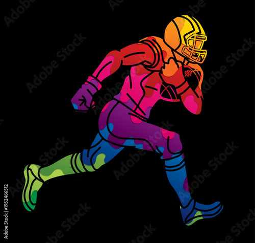 American Football Player Action Graphic Cartoon Sport  