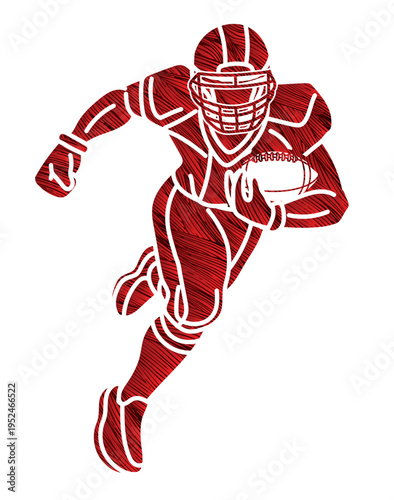 American Football Player Running  Action Graphic Cartoon Sport  