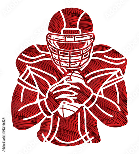 American Football Player Action Graphic Cartoon Sport  