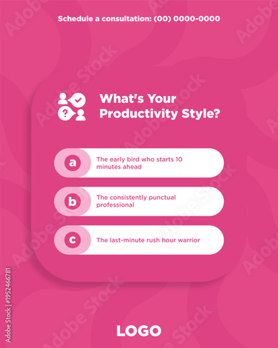 Productivity Style Quiz Template Pink Gradient Social Media Design
