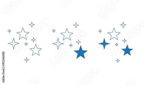 A minimalist vector graphic of blue stars on a white background
