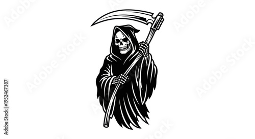 Grim Reaper Holding Scythe, Symbol of Death and Mortality