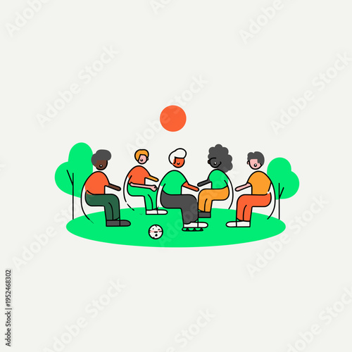 Diverse Community Playing Adaptive Sports in Urban Park