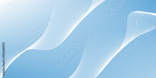 Abstract design featuring flowing, wavy lines in shades of blue with a gradient effect, creating a modern and dynamic visual element.