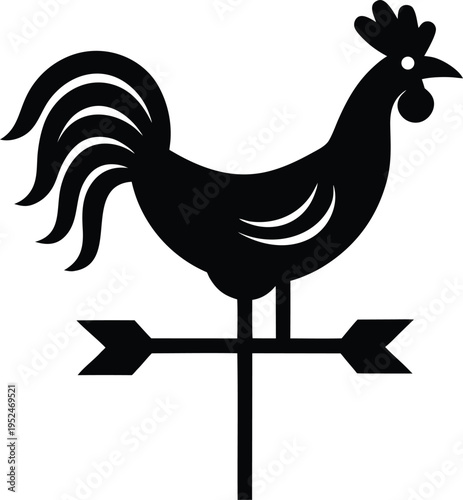 Rooster weather vane indicating wind direction silhouette