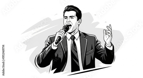 Dynamic Speaker Delivering a Powerful Speech with Passion and Confidence.