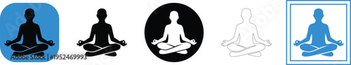 Various vector meditation icons in different colors and shapes