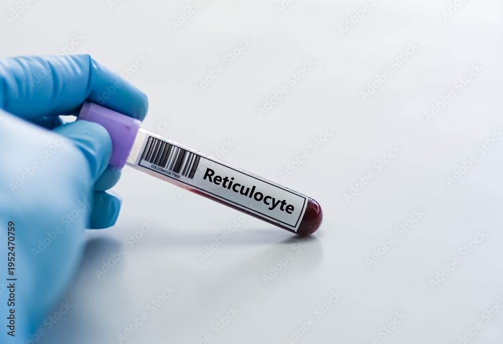 Fototapeta premium Blood sample tube for reticulocyte test analysis.