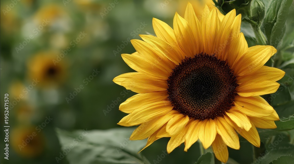 Naklejka premium Vibrant Sunflower Bloom Bursting With Sunny Energy