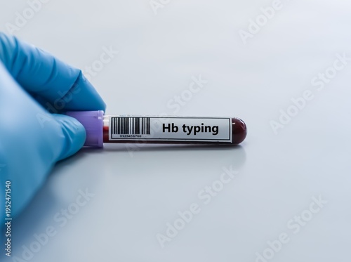 Blood sample tube for Hb typing test analysis.