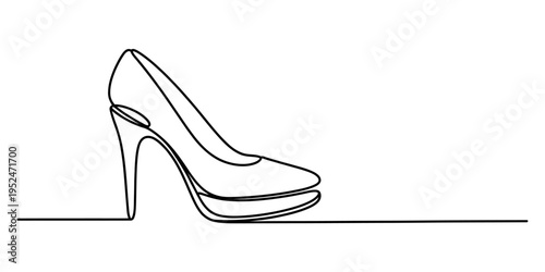 Continuous line drawing of an elegant high-heeled shoe for women fashion and style concept.