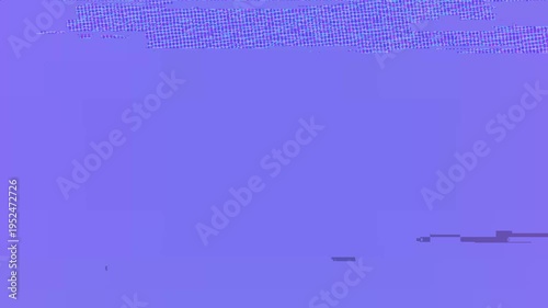 Abstract digital distortion effect on purple background. Modern distortion with horizontal lines and noise.