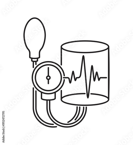 Sphygmomanometer - Blood Pressure Measurement, in thin line