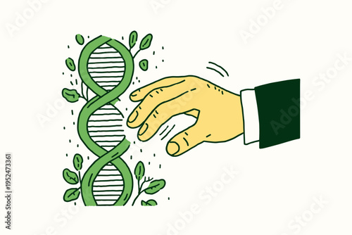 Hand touching glowing DNA helix representing epigenetic change