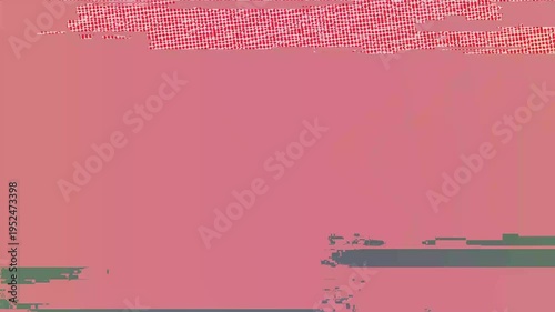 The effect of digital distortion of the screen. Purple, pink, green, yellow distortion. Abstract background of data distortion with horizontal scan lines.