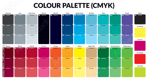CMYK Color Palette Swatches Chart.