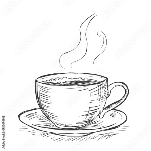 Vector sketch illustration of a coffee cup with artistic hand-drawn style, perfect for cafes, menus, and coffee branding